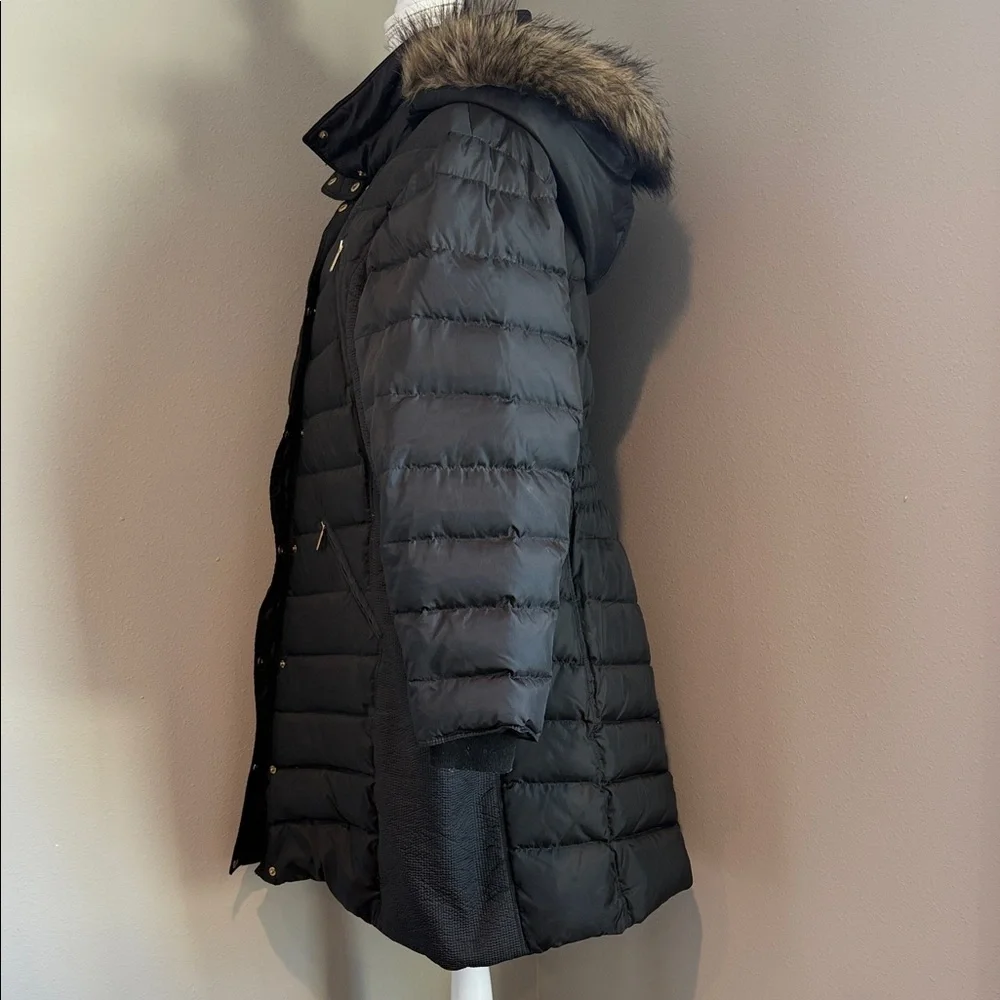 Michael Kors | Puffer Coat with Faux Fur Trim | Black | Plus 1X